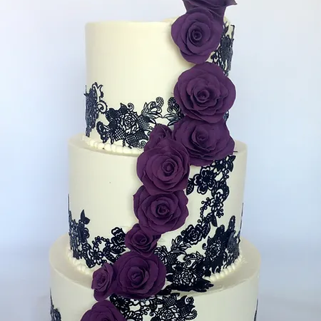 Eggplant Rose Tiered Cake